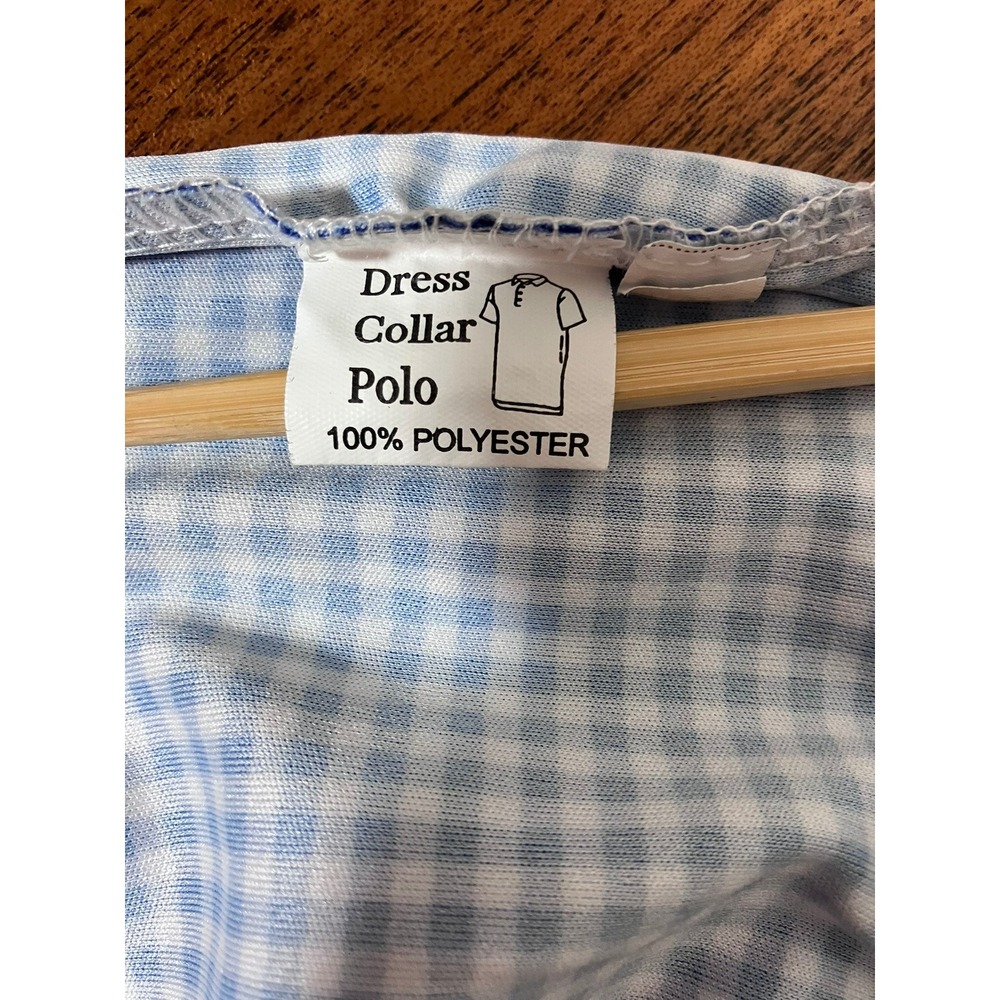 Collars & Co Mens XL Blue Gingham Dress Collar Polo Performance Shirt Preppy - Picture 4 of 9